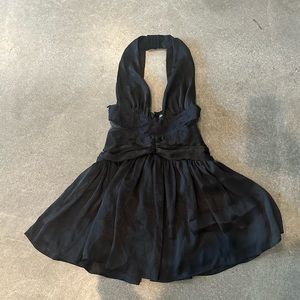 Nasty gal black mini dress halter with lace XS